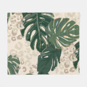 Couverture Polaire Leopard Monstera : Jungle Imprimer Vintage. (Devant (Horizontal))