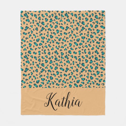 Couverture Polaire Leopard Poster de animal Turquoise Tan Personnalis (Devant)