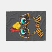 Couverture Polaire Leopard Print Thanksgiving Funny Turkey Face Gles (Devant (Horizontal))