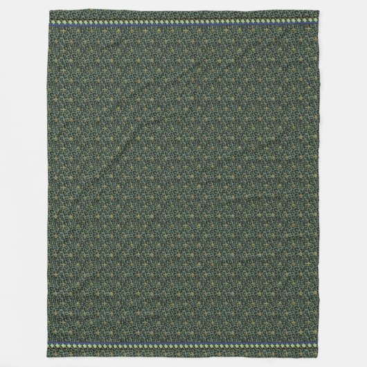 Couverture Polaire Léopard vert avec fleur de Lis (Devant)