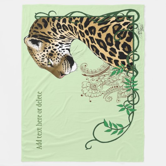 Couverture Polaire Leopard Wild Cat Green HEnna (Devant)