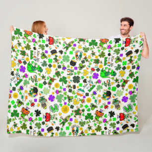 Couverture Polaire Leprechauns Champignons d'or Shamrock Kiss Me Irla