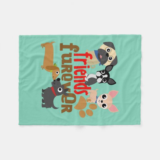 Couverture Polaire Les amis Furever poursuit des chiots (Devant (Horizontal))