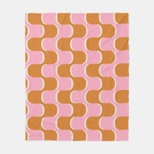 Couverture Polaire Les années 70 rétro : Motif ondulé rose or.