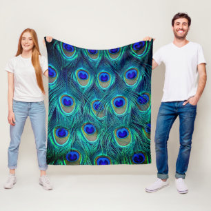 Couverture Polaire Les belles plumes ouvertes d'un paon