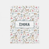 Couverture Polaire Les cerfs communs et les fleurs personailzed la (Devant)