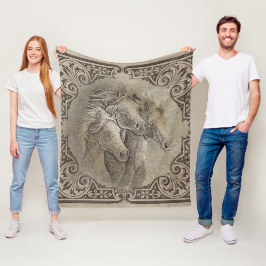 Couverture Polaire Les chevaux (En situation)