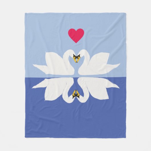 Couverture Polaire Les cygnes romantiques dans les coeurs Pose (Devant)