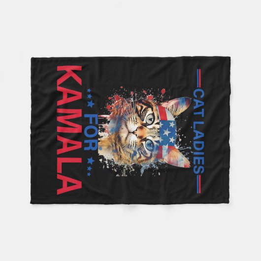 Couverture Polaire Les Dames Pour Kamala Drôle Chat 2024 Président Ka (Devant (Horizontal))