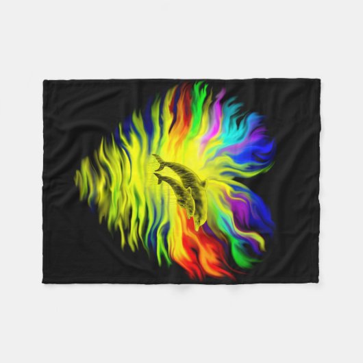 Couverture Polaire Les dauphins sous le soleil (Devant (Horizontal))