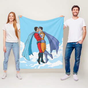 Couverture Polaire Les deux superhéros de SlipperyJoe embrassant un v