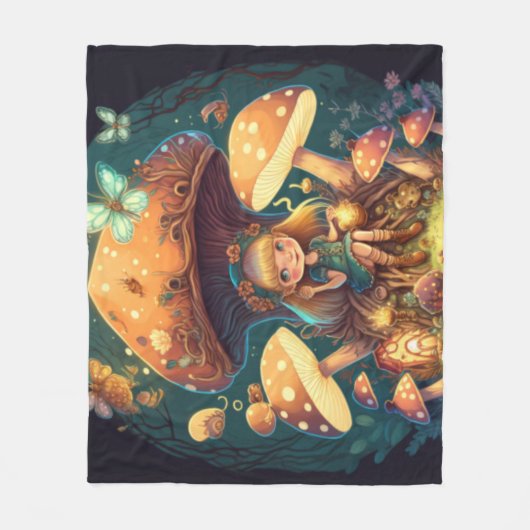 Couverture Polaire Les elfes de champignons dans le champ (Devant)