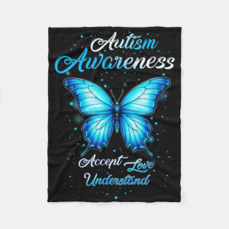 Couverture Polaire Les femmes en avril nous portons un papillon bleu 