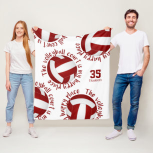 Couverture Polaire les filles maroon blanc terrain de volley-ball lie