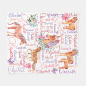 Couverture Polaire Les filles personnalisées nom collage avec poneys (Devant (Horizontal))