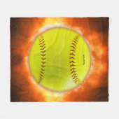 Couverture Polaire Les flammes de balle rapide de softball jaune de S (Devant (Horizontal))