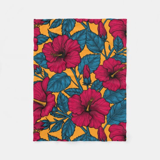 Couverture Polaire Les fleurs d'Hibiscus (Devant)