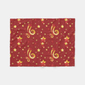 Couverture Polaire Les flocons d'or à Noël rouge (Devant (Horizontal))