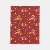 Couverture Polaire Les flocons d'or à Noël rouge (Devant)