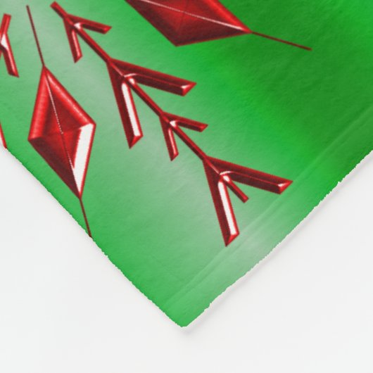 Couverture Polaire Les flocons rouges de Noël vert (Coin)