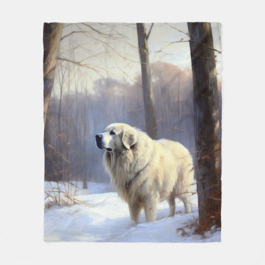 Couverture Polaire Les Grands Pyrénées Laissent Neige Noël (Devant)