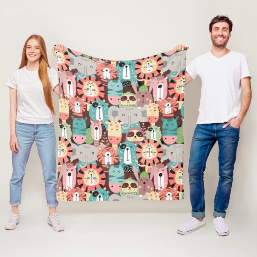 Couverture Polaire Les mignons animaux de la Jungle (En situation)