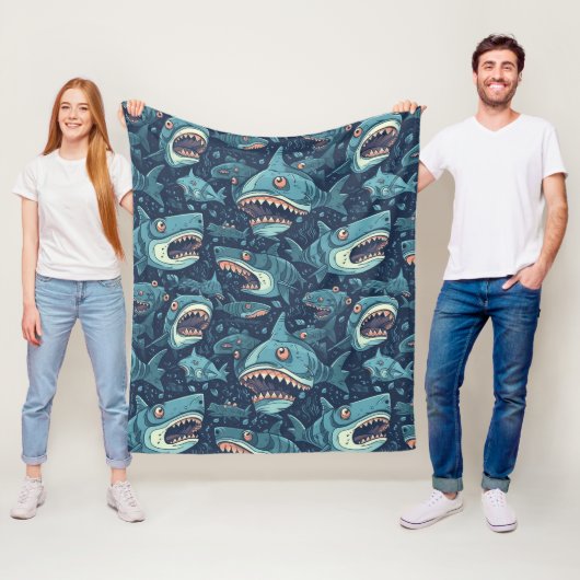 Couverture Polaire Les Patterns de Shark (En situation)