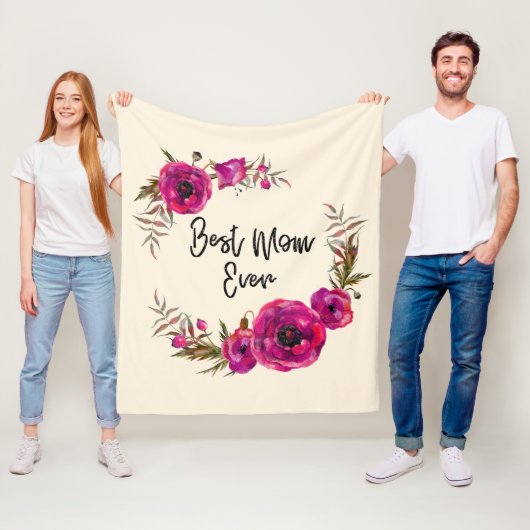 Couverture Polaire Les pavois rose Fuchsia Meilleure Maman Jamais - D (En situation)