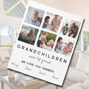 Couverture Polaire "Les petits-enfants font la vie" Grand-père Photo