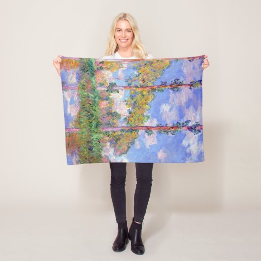 Couverture Polaire Les peupliers au soleil, Monet (En situation)