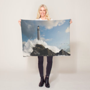 Couverture Polaire Les phares Phare Avec Vagues De Crise