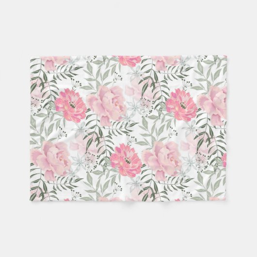 Couverture Polaire Les pivoines roses (Devant (Horizontal))