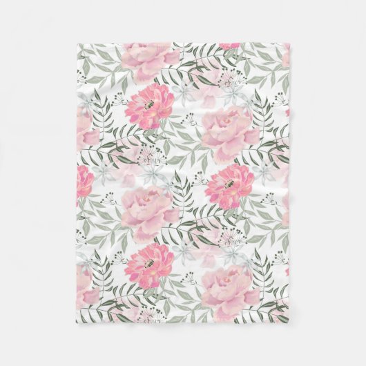 Couverture Polaire Les pivoines roses (Devant)