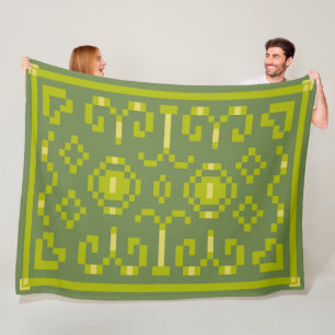 Couverture Polaire Les pixels jaunes et verts jouent des formes géomé