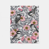 Couverture Polaire Les poulets dans la nature rose, rose et gris (Devant)