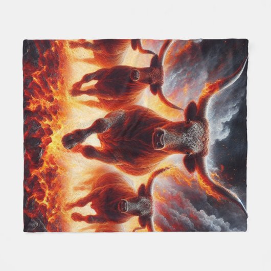 Couverture Polaire Les taureaux qui passent à travers un paysage enfl (Devant (Horizontal))