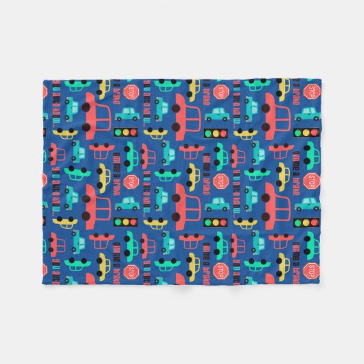 Couverture Polaire Les voitures modèlent sur le bleu (Devant (Horizontal))