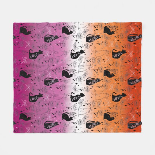 Couverture Polaire Lesbian Pride Chat noir - Mystical Witchy (Devant (Horizontal))