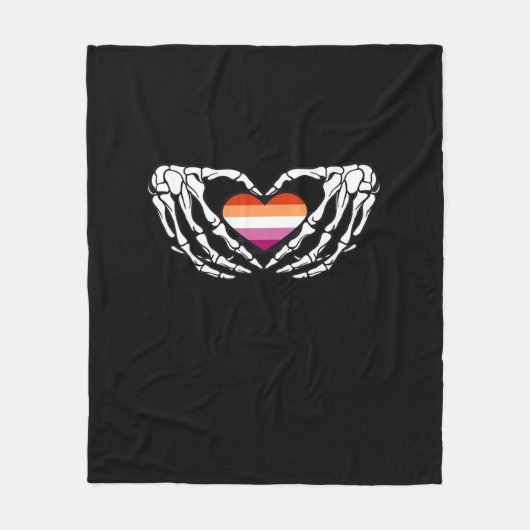 Couverture Polaire Lesbian Pride Skeleton Halloween Wlw Goth Heart Cl (Devant)