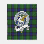 Couverture Polaire Leslie Chasse Clan Badge Tartan Plaid (Devant)