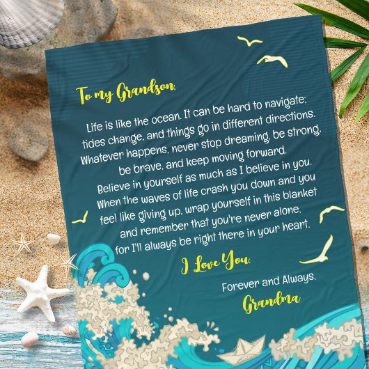 Couverture Polaire Lettre à mon fils ou petit-fils Mer marine