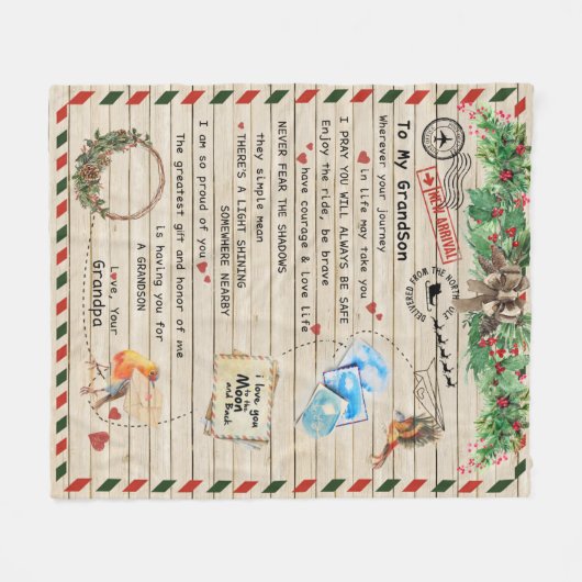 Couverture Polaire Lettre À Mon Petit-Fils De Grand-Père Cadeau Perso (Devant (Horizontal))