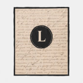 Couverture Polaire Lettre antique Monogramme Noir Première écriture (Devant)