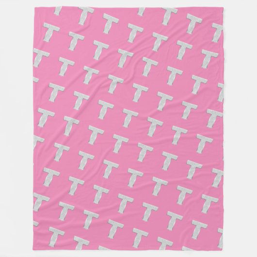 COUVERTURE POLAIRE LETTRE ARGENT ROSE T (Devant)