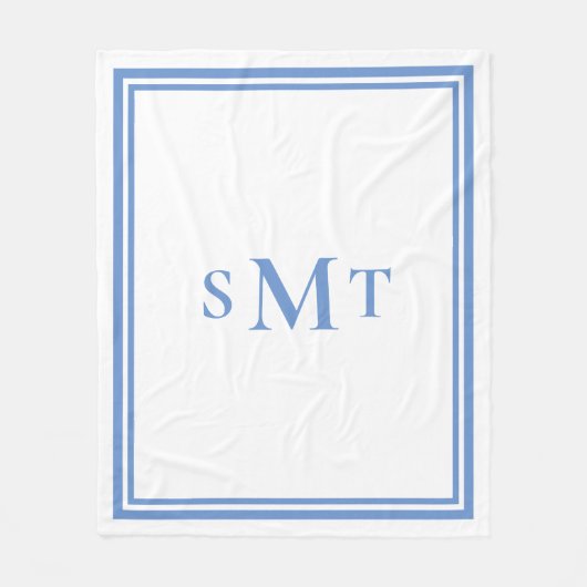 Couverture Polaire LETTRE BLEUE ET BLANCHE TROIS LETTRE MONogramme (Devant)
