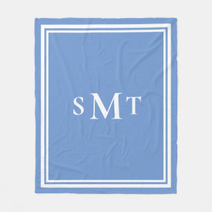 Couverture Polaire LETTRE BLEUE ET BLANCHE TROIS LETTRE MONogramme