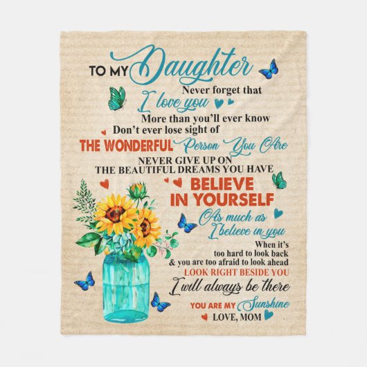 Couverture Polaire Lettre D'Amour À Ma Fille De Maman Cadeau D'Annive (Devant)