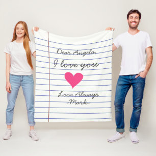 Couverture Polaire Lettre d'amour manuscrite ou message personnalisé