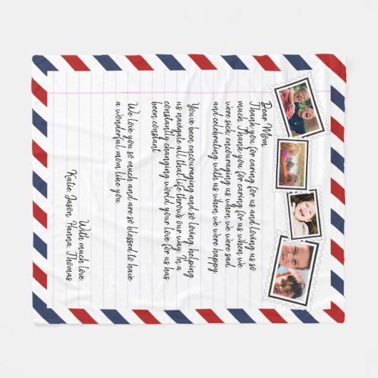 Couverture Polaire Lettre d'amour personnalisée Collage photo manuscr (Devant (Horizontal))