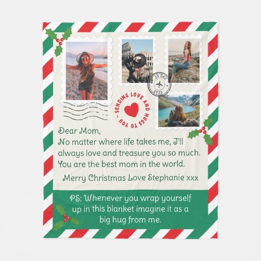 Couverture Polaire Lettre de Noël de maman Collage photo (Devant)